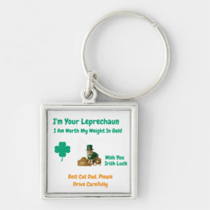 St Patrick's Day Shamrock Best Cat Dad Humour Key Ring