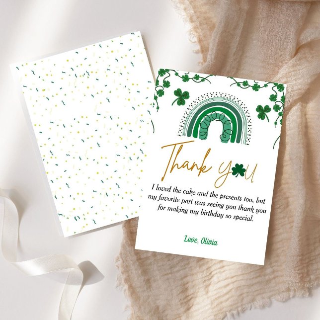 St patrick's day  shamrock birthday thank you card (Creator Uploaded)