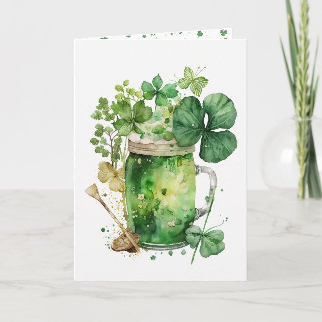St. Patrick's Day Shamrock Bouquet Card (Front)