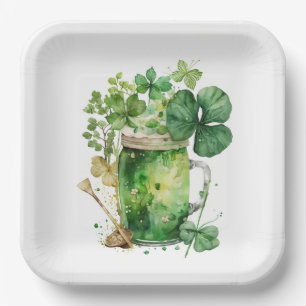 St. Patrick's Day Shamrock Bouquet Paper Plate