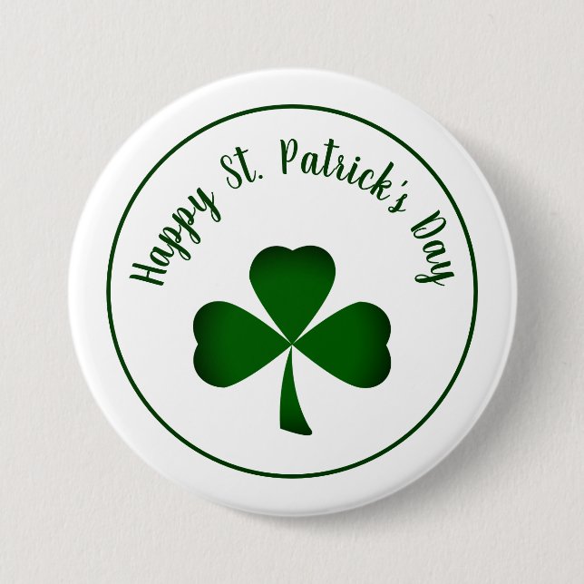 St. Patrick's Day Shamrock Button (Front)