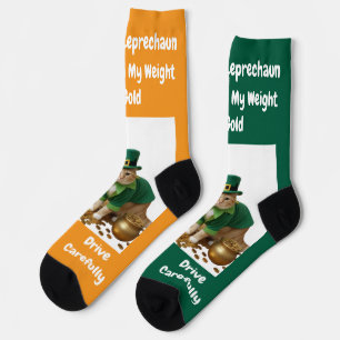 St Patrick's Day Shamrock Cat Humour Socks