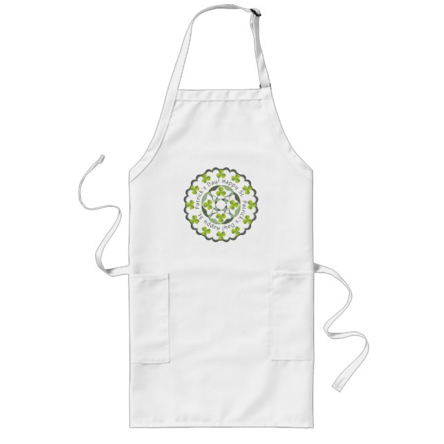 St. Patrick's Day Shamrock Celtic Knot Long Apron (Front)