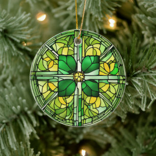 St Patricks Day Shamrock Ceramic Tree Decoration