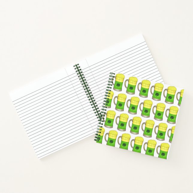 St. Patrick's Day Shamrock Clover Lucky Green Beer Notebook (Inside)
