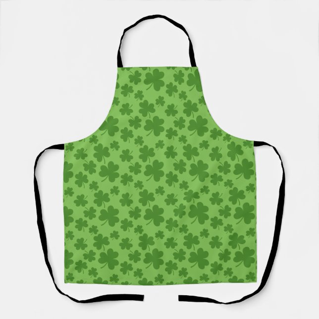 St Patrick's Day Shamrock Clover Pattern Apron (Front)