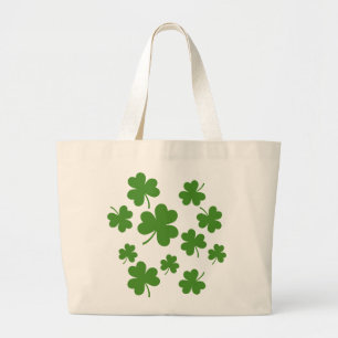 St Patrick's Day Shamrock Clover Pattern Large Tote Bag