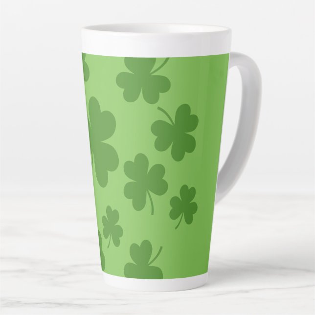 St Patrick's Day Shamrock Clover Pattern Latte Mug (Right Angle)