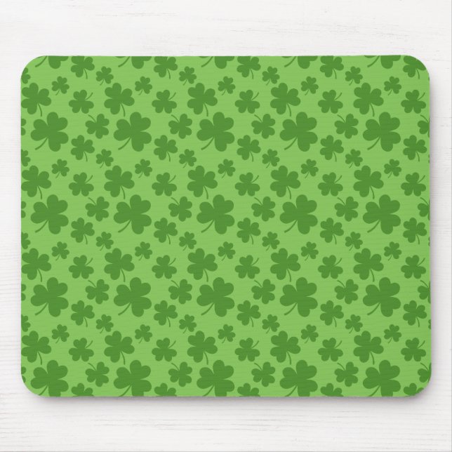 St Patrick's Day Shamrock Clover Pattern Mouse Mat (Front)