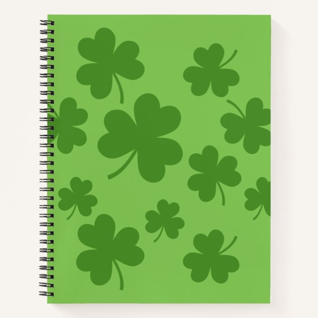 St Patrick's Day Shamrock Clover Pattern Notebook (Front)