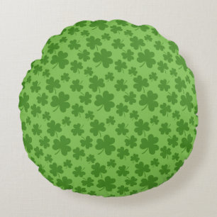 St Patrick's Day Shamrock Clover Pattern Round Cushion
