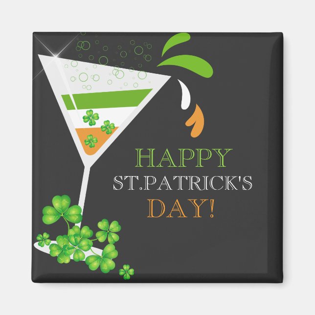 St.Patricks Day Shamrock Cocktail Magnet (Front)