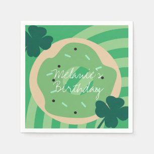 St Patricks Day Shamrock Doughnut Greenery Party Napkin