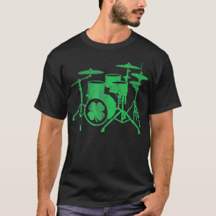 St Patricks Day Shamrock Drum Irish Green Drummer  T-Shirt