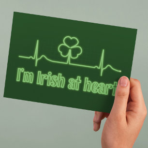 St Patrick's Day Shamrock EKG - I'm Irish At Heart Postcard
