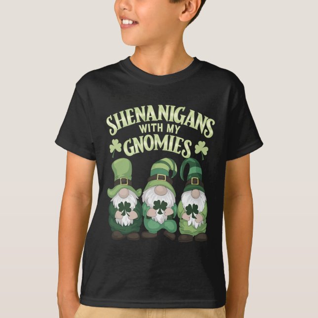 St Patricks Day Shamrock Gnomes  T-Shirt (Front)