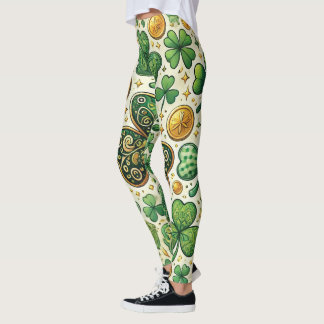 St. Patrick's Day Shamrock & Gold Women's Leggings