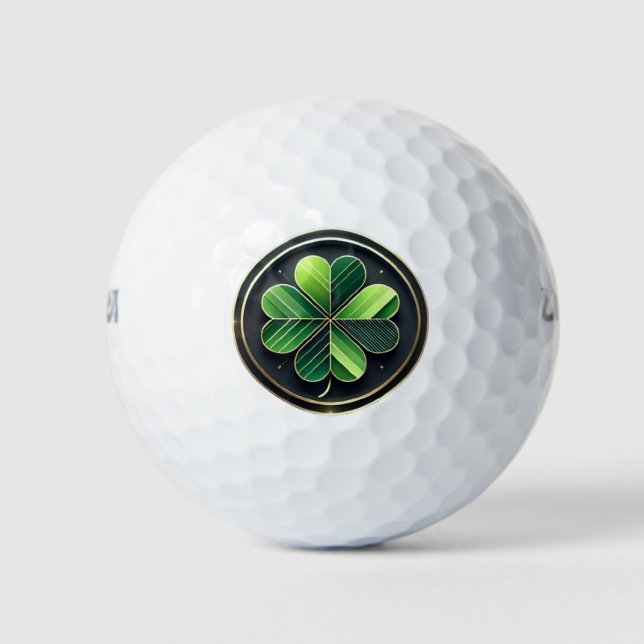St. Patrick's Day Shamrock Green Clover Golf Balls (Front)