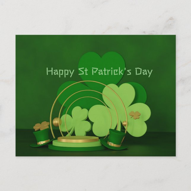 St Patrick's Day Shamrock Green  Holiday Postcard (Front)