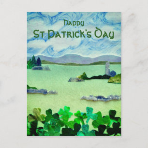 St Patrick's Day Shamrock Green Landscape  Postcard