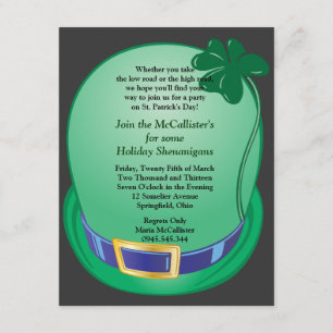 St. Patrick's Day Shamrock Hat Party Invitation