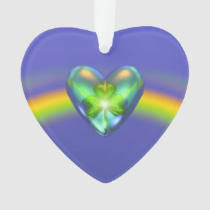 St. Patricks Day Shamrock Heart Ornament