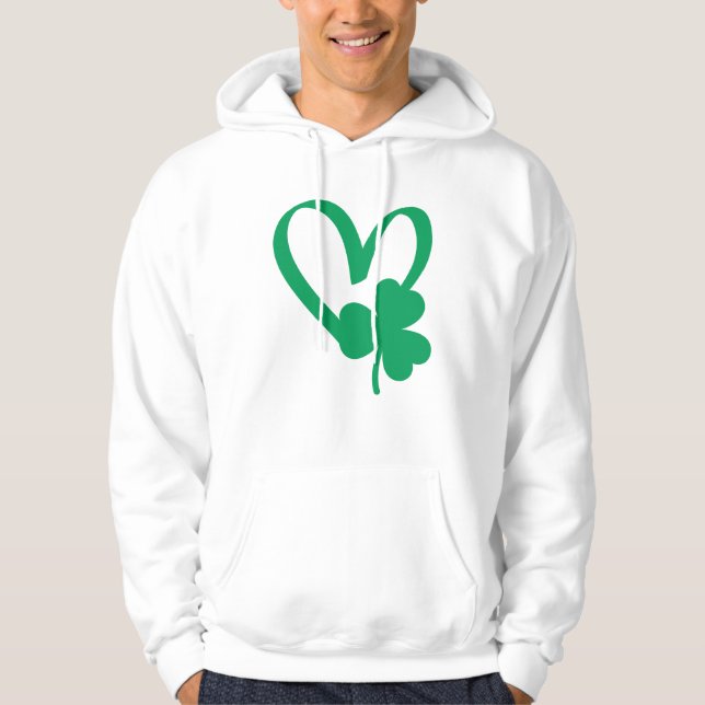 St Patrick's Day Shamrock Heart T-Shirt Hoodie (Front)