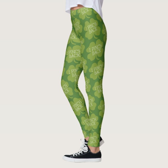 St Patricks Day shamrock - I Pinch Back Leggings (Left)