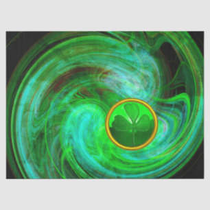 ST PATRICKS DAY SHAMROCK IN BLUE GREEN FRACTALS TISSUE PAPER