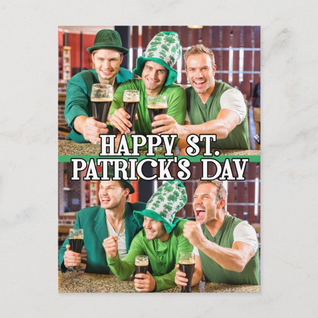 St Patrick's Day Shamrock Irish Celtic 2-photos Postcard (Front)