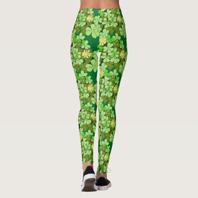 St Patricks Day Shamrock   Leggings (Back)