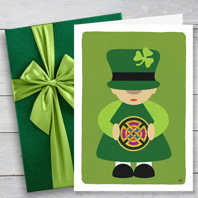 St. Patrick's Day Shamrock Leprechaun Blank Card (Creator Uploaded)