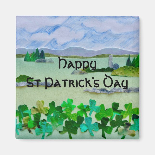 St Patrick's Day Shamrock Magnet (Front)
