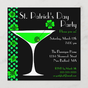 St. Patricks Day Shamrock Martini Invitation
