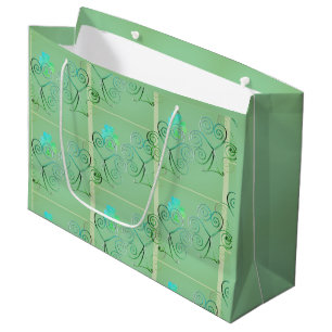 St Patrick's Day Shamrock Misty Green Large Gift L Bag