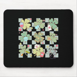 St Patricks Day Shamrock Nurse Saint Paddys Scrub Mouse Mat