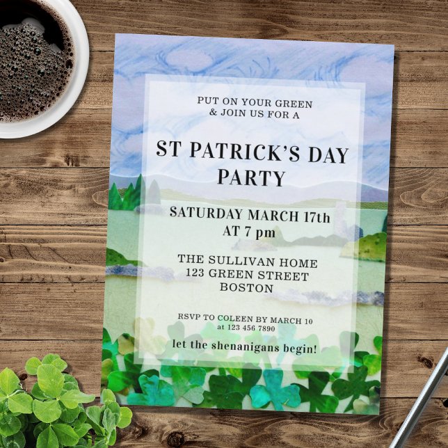St Patrick's Day Shamrock Party Invitation  Postcard (Creator Uploaded)