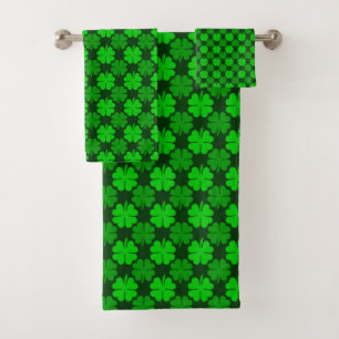 St. Patrick's Day Shamrock Pattern Bath Towel Set