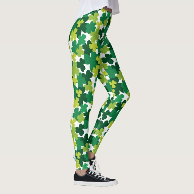 St. Patrick's Day Shamrock Pattern Leggings (Right)