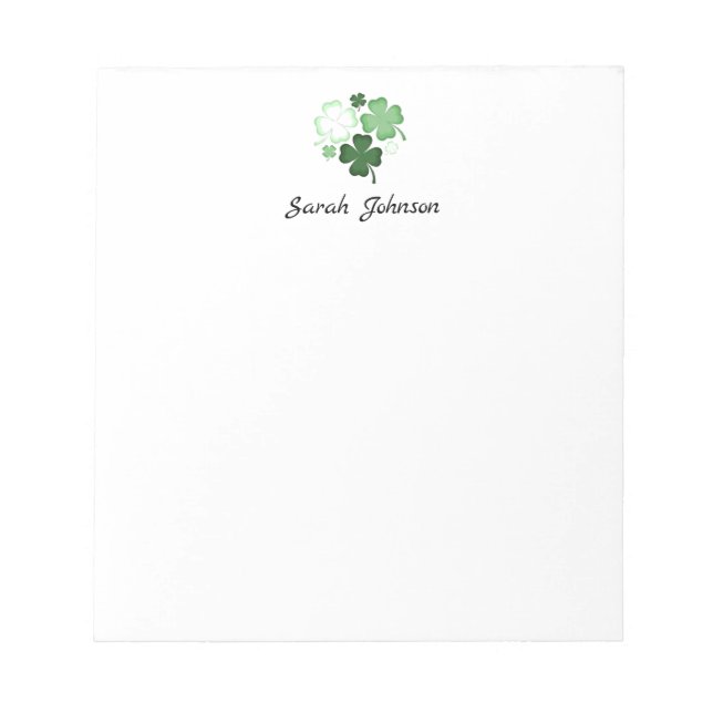 St. Patrick's Day Shamrock Personalised Notepad (Front)