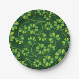 St. Patrick's Day Shamrock Plaid Paper Plate
