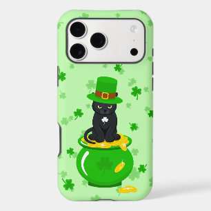 St. Patrick's Day Shamrock Pot of Gold Black Cat