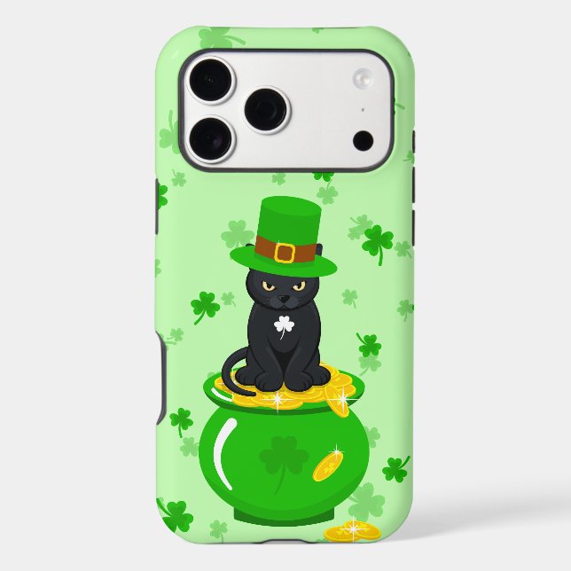 St. Patrick's Day Shamrock Pot of Gold Black Cat (Back)