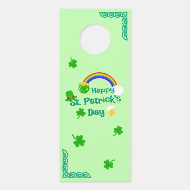 St. Patrick's Day Shamrock Pot of Gold Celtic Knot Door Hanger (Front)