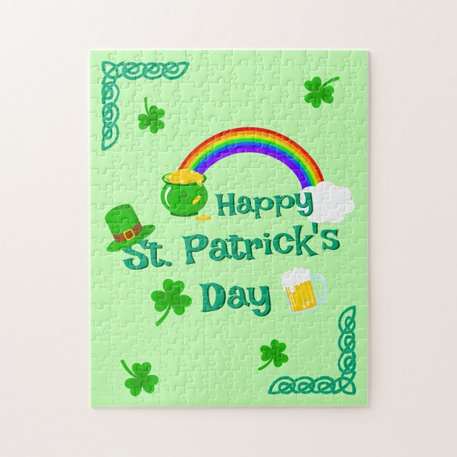 St. Patrick's Day Shamrock Pot of Gold Celtic Knot Jigsaw Puzzle (Vertical)