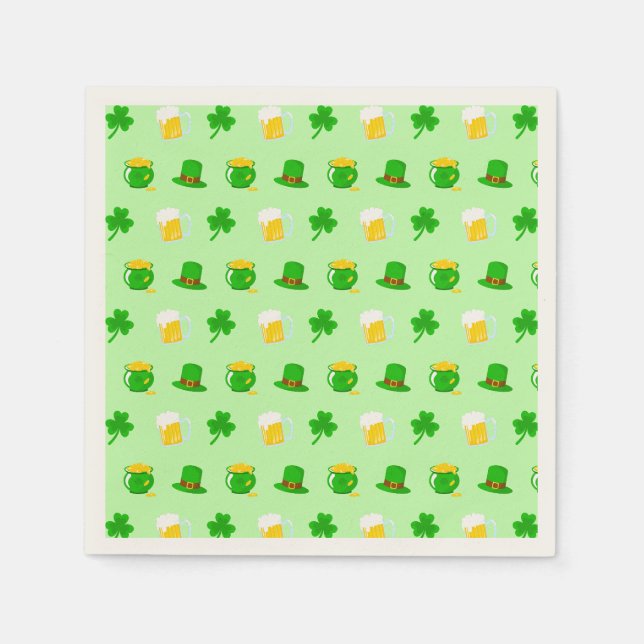 St. Patrick's Day Shamrock Pot of Gold Celtic Knot Napkin (Front)