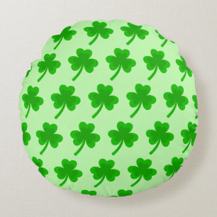 St. Patrick's Day Shamrock Pot of Gold Celtic Knot Round Cushion