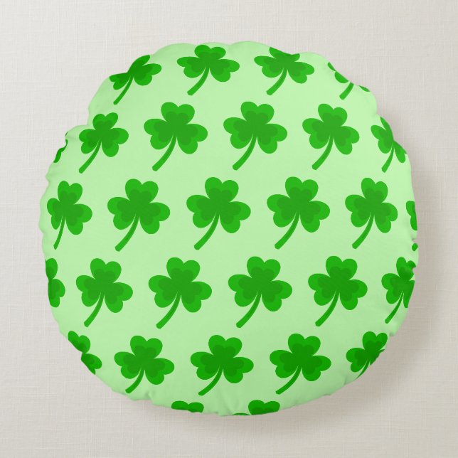St. Patrick's Day Shamrock Pot of Gold Celtic Knot Round Cushion (Front)