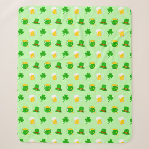 St. Patrick's Day Shamrock Pot of Gold Celtic Knot Sherpa Blanket
