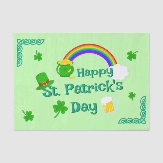 St. Patrick's Day Shamrock Pot of Gold Celtic Knot Tissue Paper (Front)